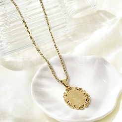 Colliers à chaîne ovale en acier inoxydable 201 avec pendentif vierge&nbsp;NJEW-H055-08G