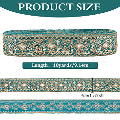 Полиэстеровая кружевная лента с ромбическим узором и пайетками&nbsp;OCOR-WH0078-391B