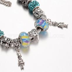 Сплав горный хрусталь шарик европейские браслеты BJEW-L602-18