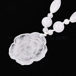 Collares colgantes de flores de cristal de cuarzo natural&nbsp;NJEW-N064-08B