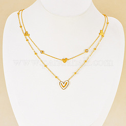 Комплекты двухслойных браслетов и ожерелий из нержавеющей стали 304 с кубическим цирконием и натуральными ракушками&nbsp;FS-WGCE9B1-03