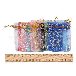50 шт. 10-цветные подарочные мешочки для хранения из органзы с завязками и золотым тиснением в виде луны и звезд ABAG-FS0001-11