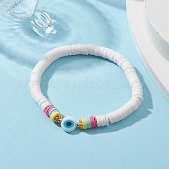 Браслет из полимерной глины Heishi Surfer стрейч&nbsp;BJEW-JB09641-01