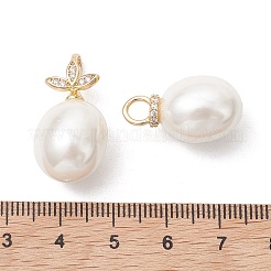 Anhänger aus Messing mit Mikropavé-Fassung aus Zirkonia und Muschelperlen&nbsp;PALLOY-JF05349
