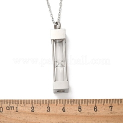 Стеклянные песочные часы прямоугольник питомец мемориал памятная урна прах кулон ожерелья&nbsp;NJEW-P326-01P
