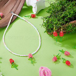 8 pendentif rose en perles de verre de 2 couleurs&nbsp;PALLOY-TA00352