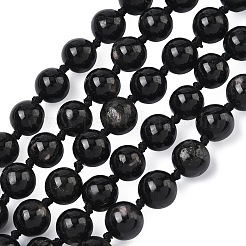 Нити из натуральных черных серебряных яшмовых бусин&nbsp;G-L650-K01-01