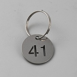 Etiquetas colgantes de identificación con marcado numerado de acero inoxidable 201&nbsp;STAS-WH0052-10P-04