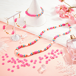 10 нить плоских круглых бусин из полимерной глины ручной работы&nbsp;CLAY-PH0001-44V