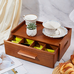 Boîte de rangement pour sachets de thé en bois à 8 compartiment&nbsp;AJEW-WH0696-693