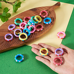 24 Stück 6 Farben handgefertigte Fingerringe aus Polymerton&nbsp;CLAY-TA0002-12