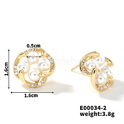 Серьги-гвоздики в виде цветка из латуни&nbsp;UB4732-2