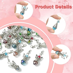 20 шт. 5-х цветные стеклянные акриловые подвески в виде ангела&nbsp;HJEW-FS00016