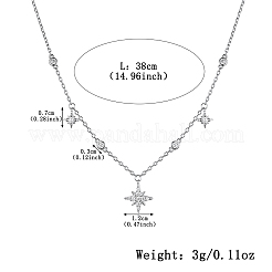 Женское ожерелье-звезда с микропаве из стерлингового серебра S925 с прозрачными кубическими цирконами RI1010-3