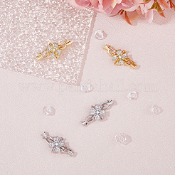 4 комплект 2 цвета стойка покрытие цветок латунь паве прозрачный кубический цирконий складные застежки&nbsp;KK-FH0006-91