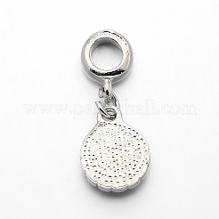 プラチナメッキ合金アクリルラインストーン大穴ヨーロッパダングルフラットラウンドチャーム  透明  27mm  穴：5mm&nbsp;MPDL-E023-02A