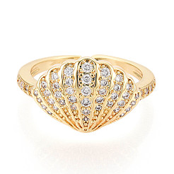 Латунные микропаве кубические цирконии регулируемые открытые манжеты кольца для женщин RJEW-N051-03G