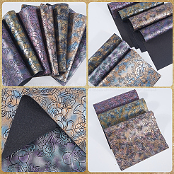 7pc 7 Farben Blumenmuster Kunstleder Stoffe&nbsp;DIY-CL0001-49