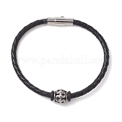 Bracciali di corda di pelle intrecciato &nbsp;BJEW-JB11387-01