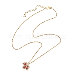 Подвеска в виде кленового листа из латуни с кубическим цирконием&nbsp;NJEW-JN05901-01