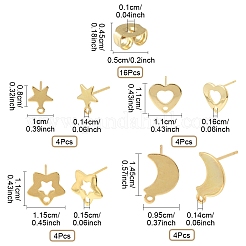 16 шт. 4 стиля фурнитуры для сережек-гвоздиков из нержавеющей стали 304 STAS-FS0001-85G