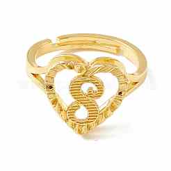 Настоящие 18-каратные позолоченные латунные регулируемые кольца с алфавитом RJEW-M139-18S