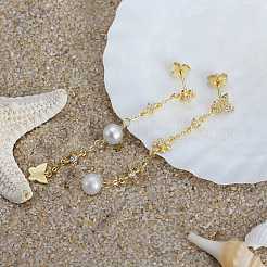 925 асимметричные серьги из стерлингового серебра с цветами и бабочками с фианитами EJEW-P231-31G