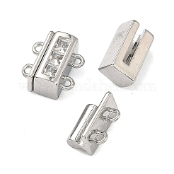 Магнитные застежки из латуни с микропейвом и прозрачным кубическим цирконием&nbsp;KK-C066-17P