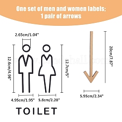Holz Frauen Männer & Pfeile Toilettenschild Aufkleber&nbsp;DIY-FH0007-06