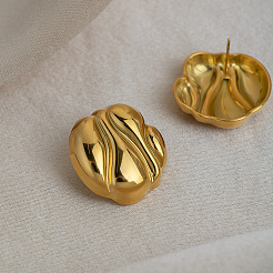 Pendientes de botón redondos geométricos de acero inoxidable 304 para mujer&nbsp;JY2414-2