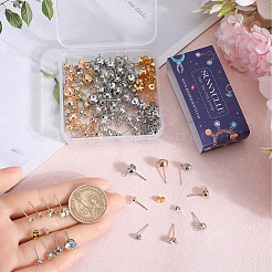 160 шт. 8 стиля фурнитуры для сережек-гвоздиков со стеклянными бриллиантами IFIN-SC0001-58