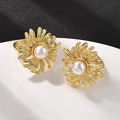 Латунные кольца с подсолнухом для женщин&nbsp;RJEW-S622-02G