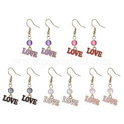 5 пара серег-подвесок из сплава с эмалью на тему Дня святого Валентина EJEW-JE06374