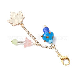 Гриб ручной работы лэмпворк и стеклянный сплав эмаль кленовый лист подвеска украшение&nbsp;HJEW-JM03819