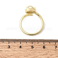 Offene Manschettenringe aus Messing mit Mikropavé und Zirkonia für Damen&nbsp;RJEW-L343-01G-02