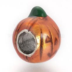 合金エナメルヨーロピアンビーズ  大穴ビーズ  カボチャのジャックランタン  ハロウィン  ダークオレンジ  13x9.5x10.5mm  穴：4.5mm&nbsp;MPDL-S062-02