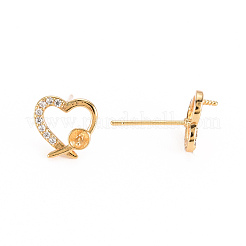 Латунные микро-паве прозрачные серьги-гвоздики из циркония KK-S360-097B-NF
