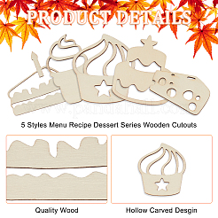 100 шт. 5 стиля необработанных деревянных вырезов WOOD-OC0002-86