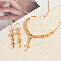 Винтажное латунное колье и серьги с круглыми бусинами и кисточками для женщин.&nbsp;HX9279