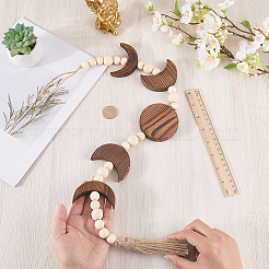 Ornements muraux en bois à suspendre avec phases de lune&nbsp;HJEW-WH20003-61A