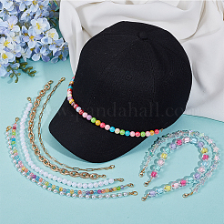 8 шт. 8 стиля акриловых бусин и алюминиевых тросовых цепей и 304 нержавеющей стали цепи для бейсбольной кепки&nbsp;HJEW-SC0002-48