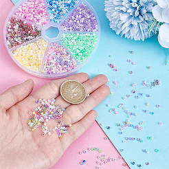 7 набор 7-х цветных прозрачных стеклянных бусин с блеском и радужными цветами GLAA-PH0003-80