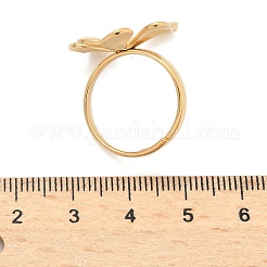 304ステンレススチール指輪  クローバーチャーム  イオンプレーティング（ip）  ゴールドカラー  23x19.5mm  17mm&nbsp;RJEW-Z100-01G