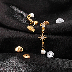 2ペア2色のスターリングシルバーのイヤリング  ピアスバックキャッチ  ゴールデン·ステンレス鋼色  6x7x1.5mm  穴：1.2mm  1対/カラー&nbsp;STER-CN0001-14C