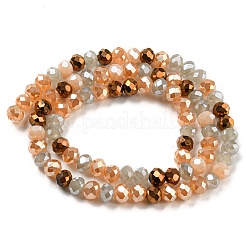 ガラスビーズ連売り  多面カット  ロンデル  バリーウッド  6x5mm  穴：1mm  約85~88個/連  16.1~16.5インチ（41~42cm）&nbsp;EGLA-A034-M6mm-34
