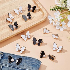 12 шт. 2-цветная эмалированная бабочка из сплава с пластиковыми перламутровыми регулируемыми булавками для джинсов&nbsp;FIND-AR0005-47