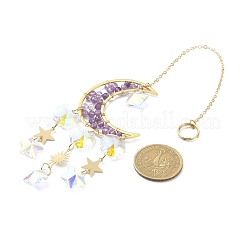 Украшения с подвеской в виде луны из натурального аметиста HJEW-JM01166