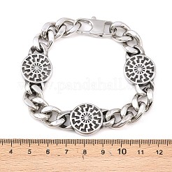 Браслеты из нержавеющей стали 304 с плоским круглым сердечником и символом солнца&nbsp;BJEW-D379-08ASP