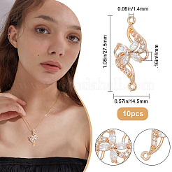 Placage de crémaillère en laiton micro pavé pendentifs en zircone cubique claire&nbsp;KK-BBC0001-51LG