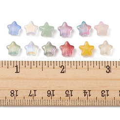120個12スタイルスプレー塗装ガラスビーズ  スター  混合スタイル  ミックスカラー  8x8.5x4mm  穴：1mm  10個/スタイル&nbsp;GLAA-FS0001-55